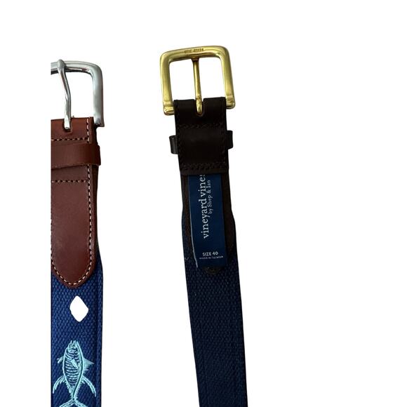 Vineyard Vines Leather Belt Bundle Size 40 - Picture 5 of 6